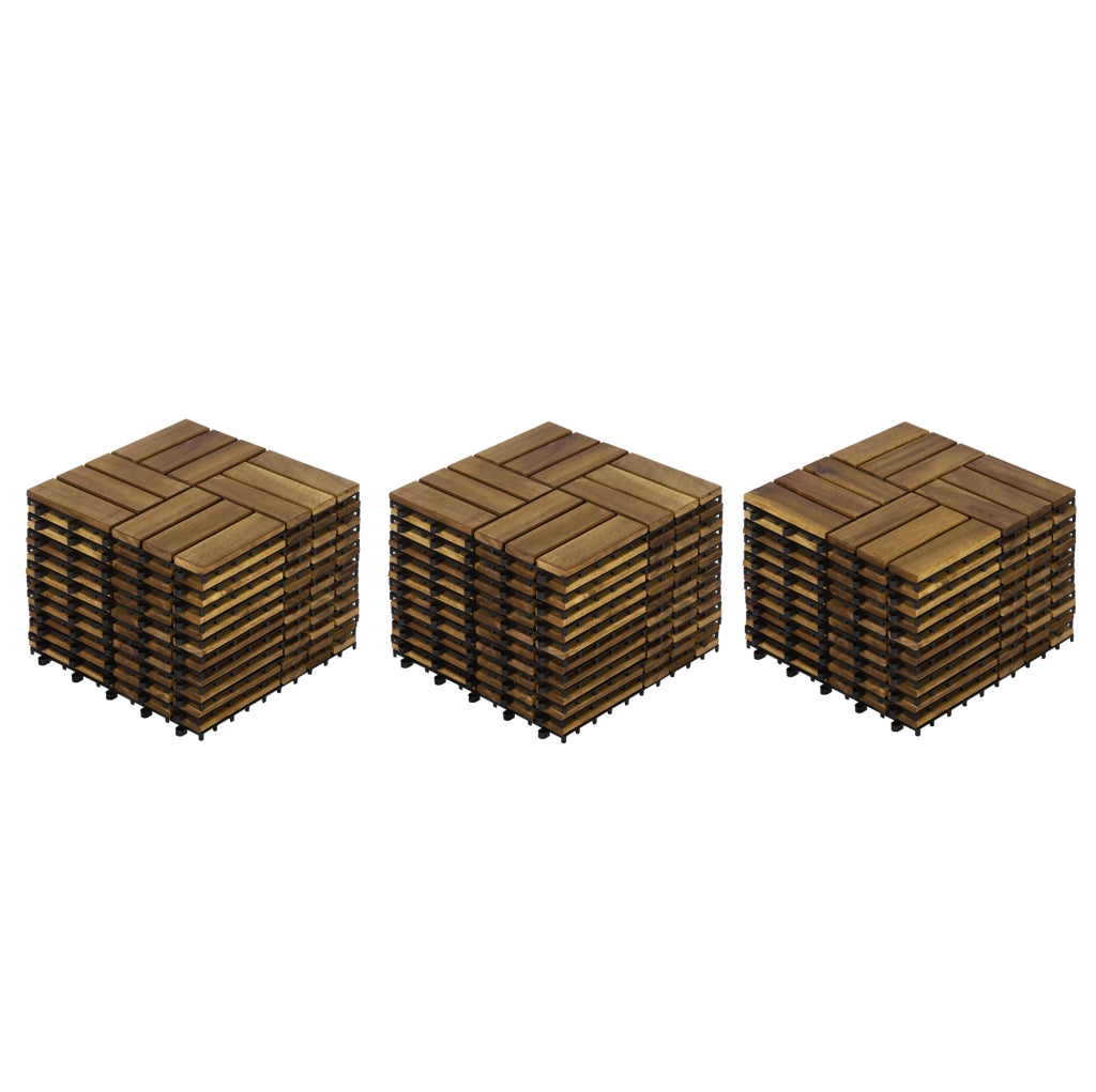 Piastrelle da terrazza a incastro 30x30 cm in legno di acacia marrone, 11 pezzi per esterni