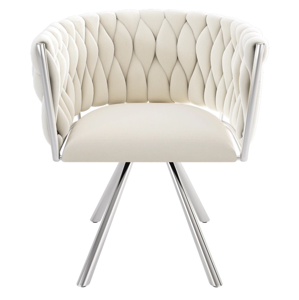 SEDIA DA PRANZO Girevole 360° in velluto Beige/Silver Set da 4 pezzi