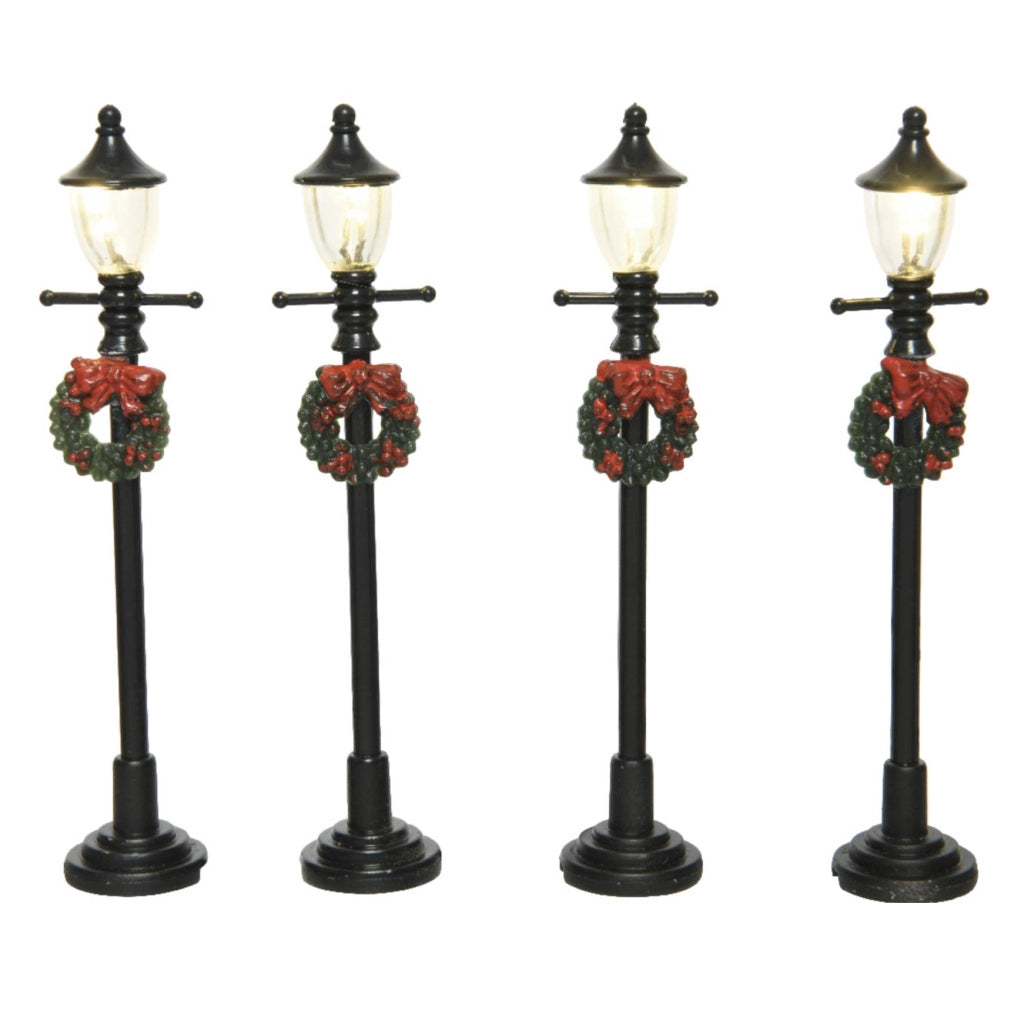 4 lampade per villaggio natalizio LED 10 cm