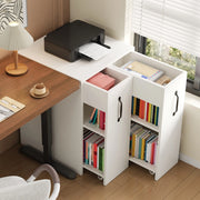 Libreria mobile 52x50x75 cm con cassetto e ripiani; reversibile; bianca