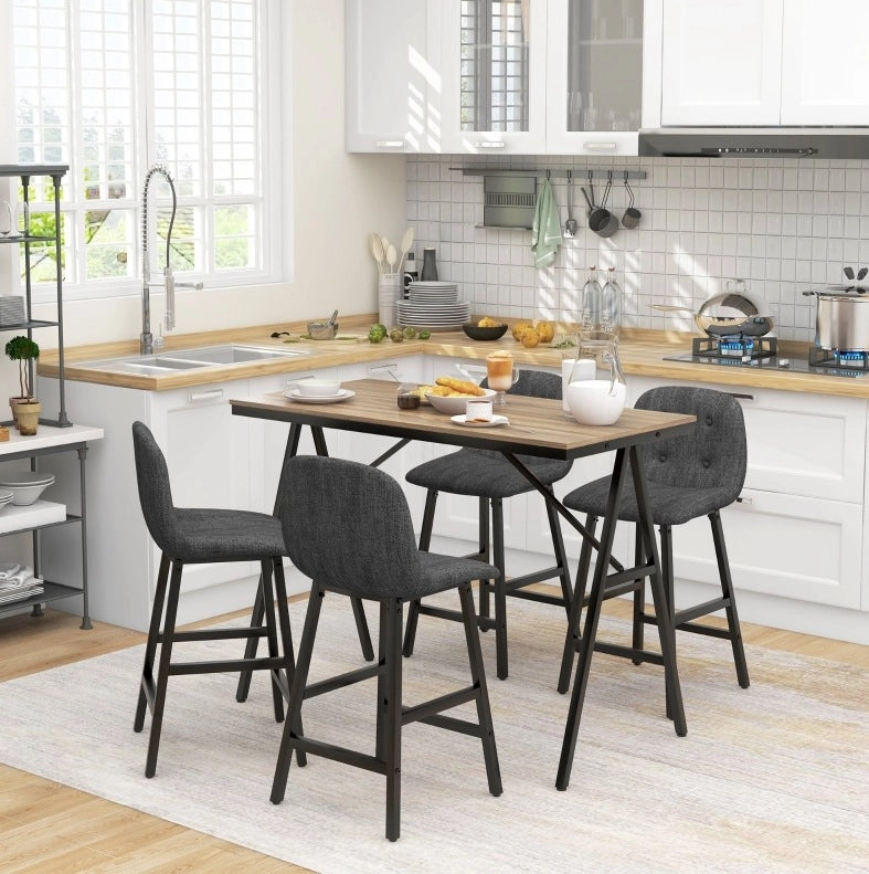 Set tavolo da bar con 4 sgabelli grigio scuro