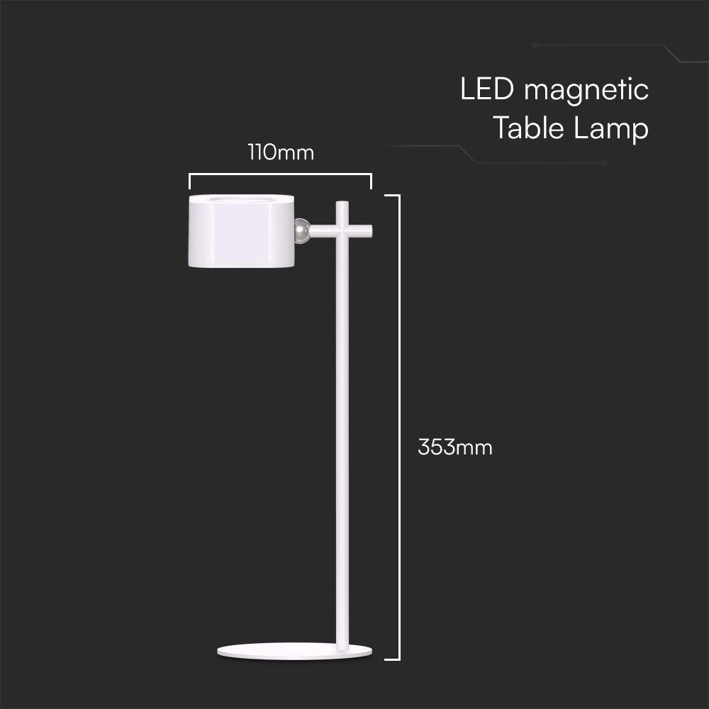 Lampada da Tavolo LED Magnetica 3W con Batteria 1800mAh CCT Colore Variabile Bianca – V-TAC – VT-10115-W