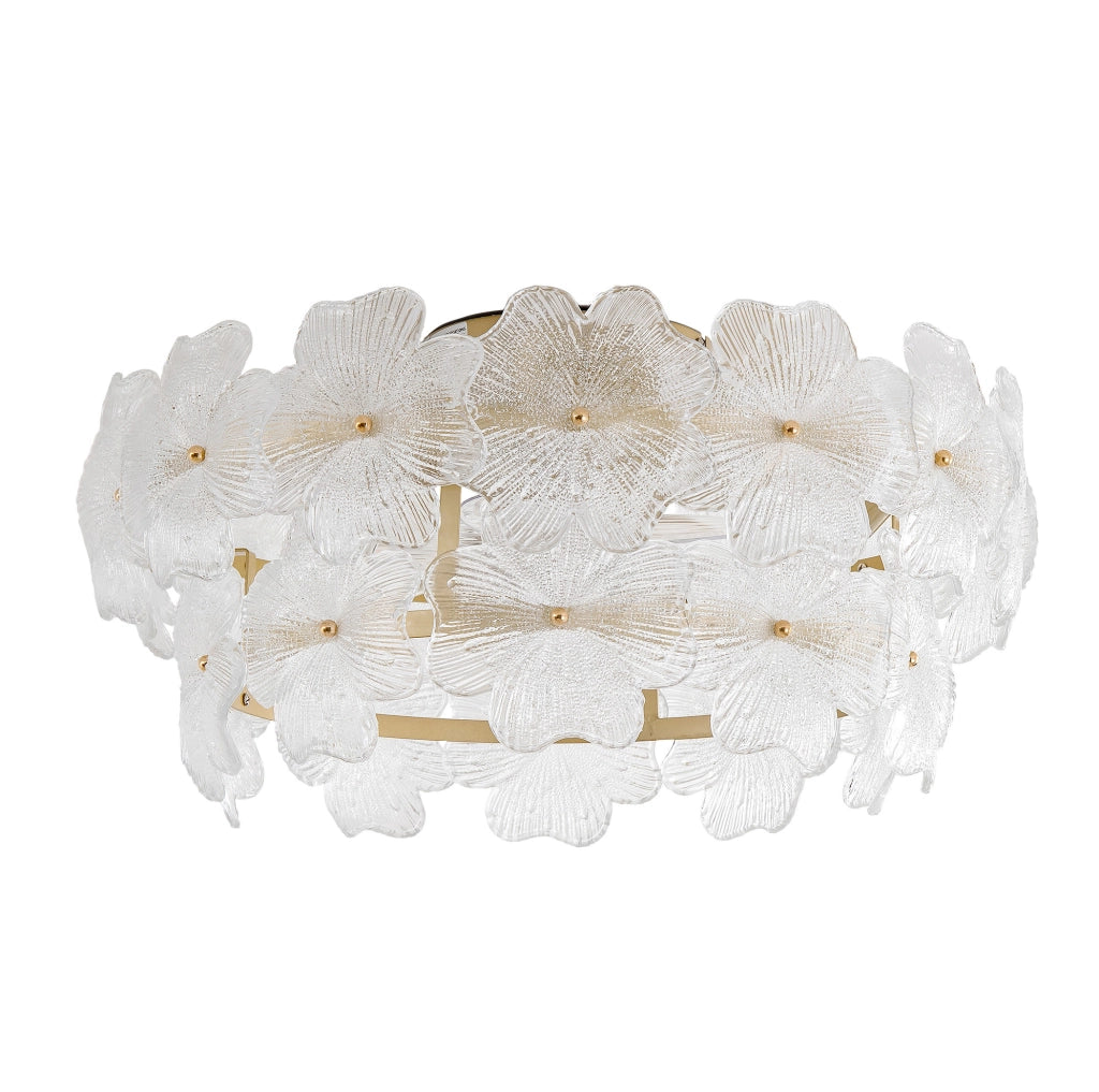 Ventilatore da soffitto ULEVR 55 cm con luce, 6 velocit¨¤, app Bluetooth e telecomando, oro e vetro