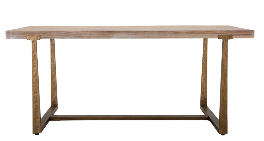 Tavolo Ankara 180x90x78 cm in MDF e Ferro Marrone e Oro
