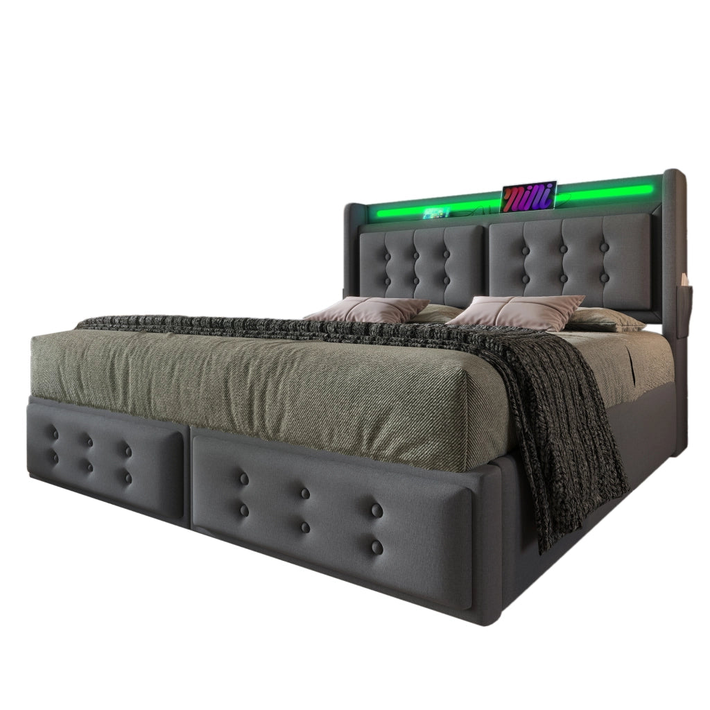 Letto imbottito 160x200 con testiera LED