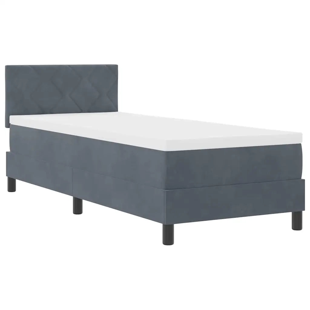 Letto a molle con materasso Grigio scuro 80 x 200 cm Velluto 3339201