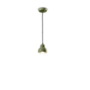 Lampadario Vintage Decò Berimbau Ceramica Verde Salvia 1 Luce E14