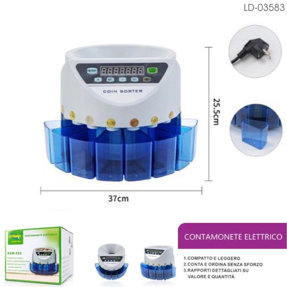 CONTAMONETE ELETTRICO AUTOMATICO SEPARA MONETE 8 CASSETTI CONTA MONETE DIGITALE