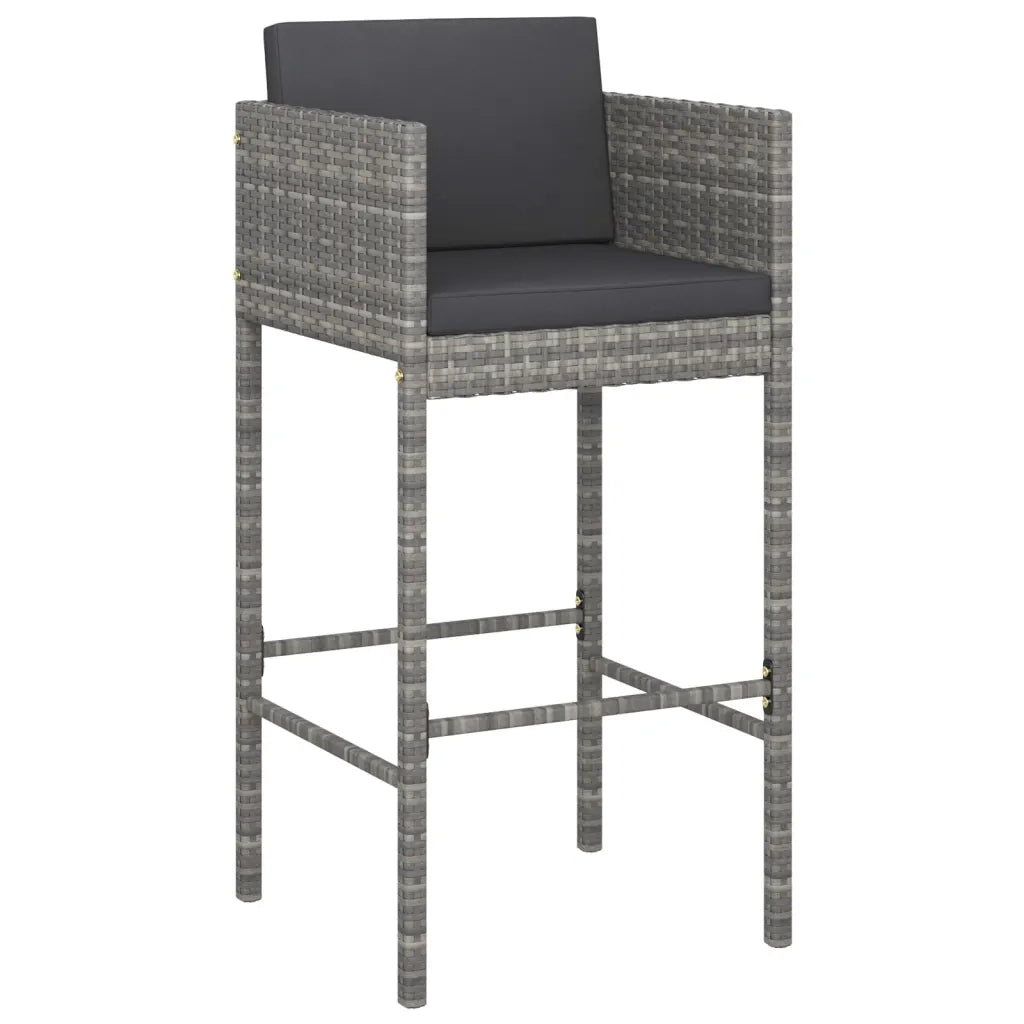 Set da Bar da Giardino 5 pz con Cuscini in Polyrattan Grigio 3094794