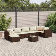 Set Divani da Giardino 8 pz con Cuscini in Polyrattan Marrone 3308233