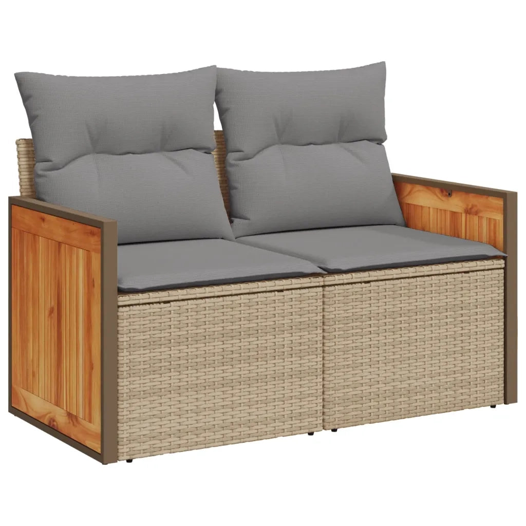 Set Divano da Giardino 5 pz con Cuscini Beige in Polyrattan 3227592
