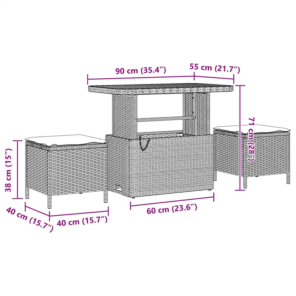 Set Divano da Giardino con cuscino 8 pcs Beige polyrattan 3361691