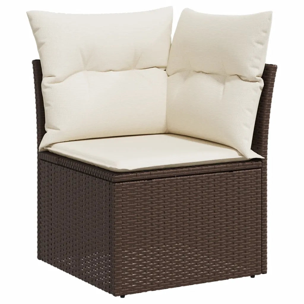 Set Divani da Giardino 7 pz con Cuscini Marrone in Polyrattan 3220502
