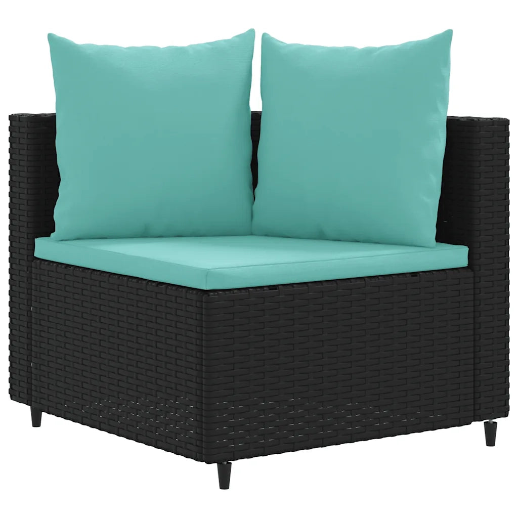 Set Divano da Giardino 6 pz con Cuscini Nero in Polyrattan 3308396