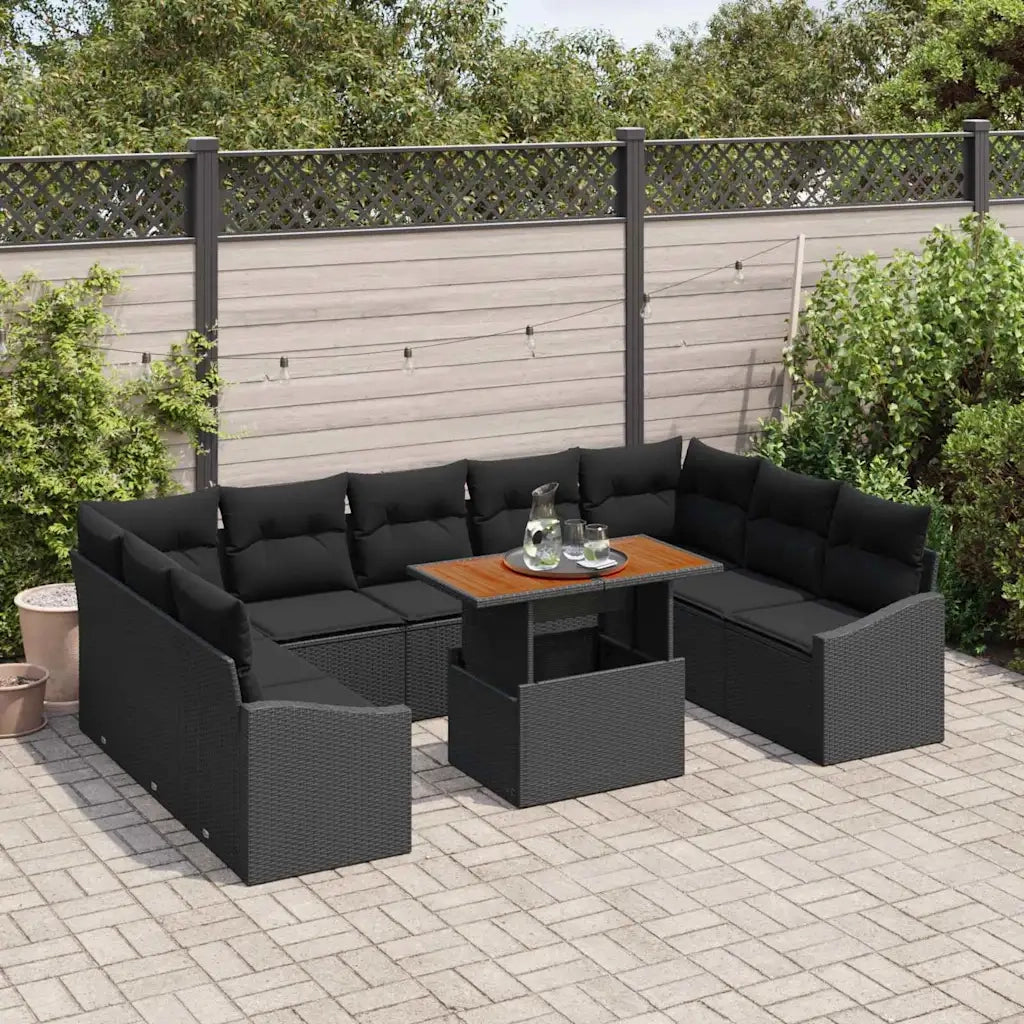 Set Divano da Giardino 10 pcs Nero Poly Rattan 3358620