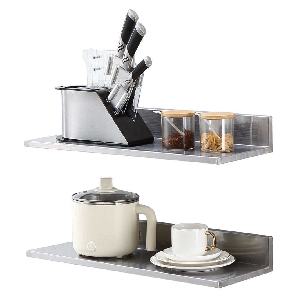 2 Pezzi Mensola da Parete WMSL24 Acciaio Inox 610 x 218 x 85mm Scaffale Murale Robusto per Cucina Portaspezie Salvaspazio