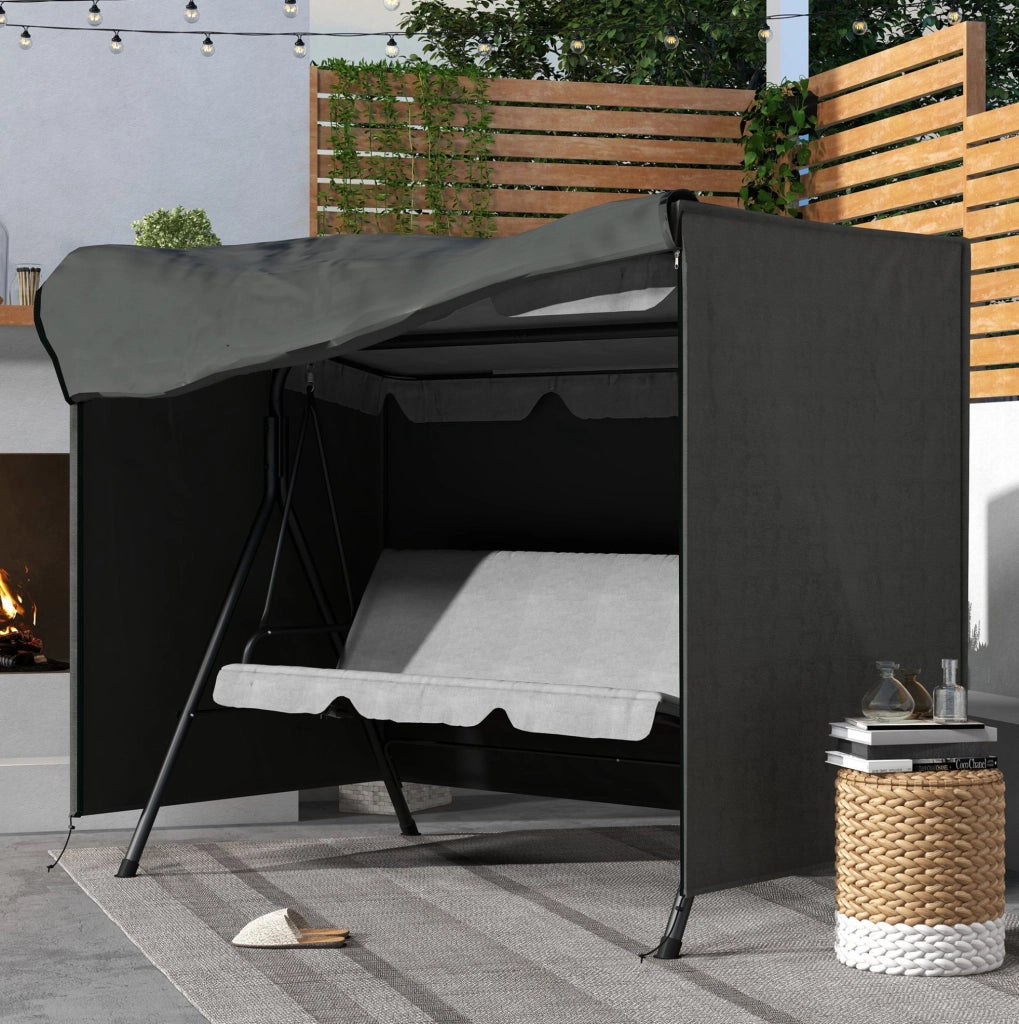 Copertura per dondolo 3 posti 205x124x164 cm in poliestere grigio scuro, inverno