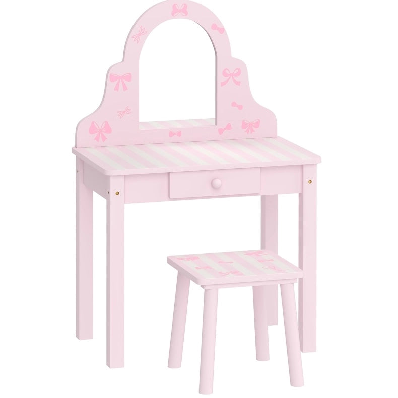 Toeletta per bambini 55x34x82 cm in legno ingegnerizzato rosa 2 in 1 –