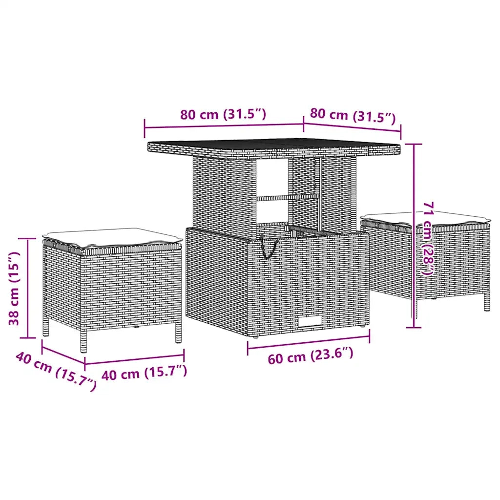 Set Divano da Giardino 13 pcs Nero polyrattan 3361800