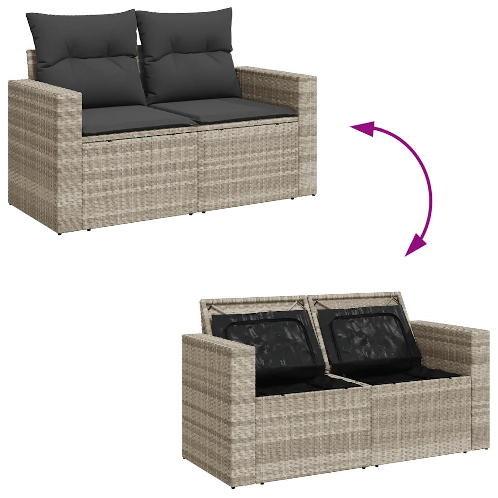 Set Divano da Giardino 5pz con Cuscini Grigio Chiaro Polyrattan 3326243