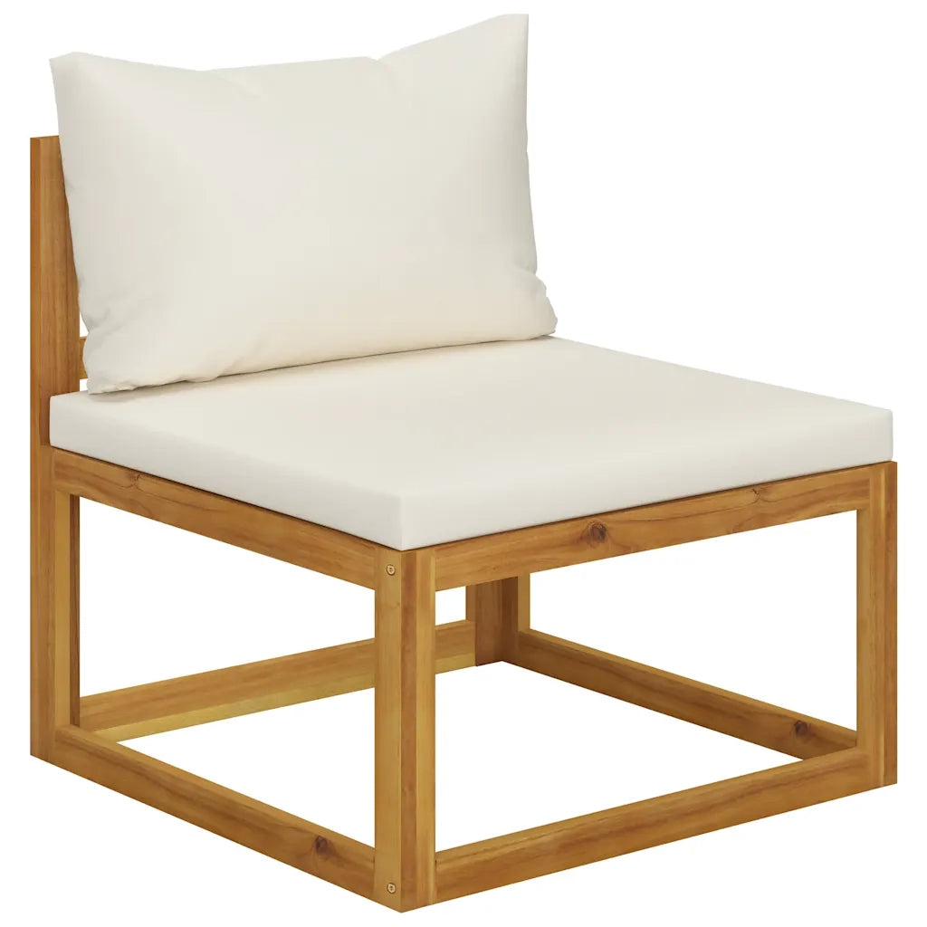 Divano da Giardino a 3 Posti con Cuscino Crema Massello Acacia 3057638