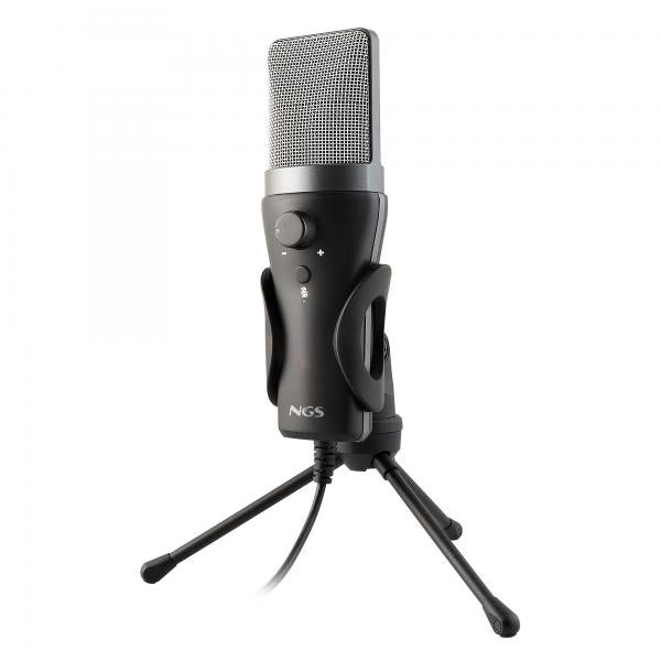 NGS MS120 USB: microfono USB con supporto per treppiede. Ideale per PC o laptop. Suono chiaro. Regol