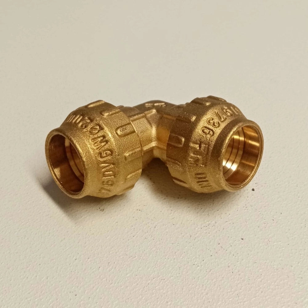 Raccordo 25x25 gomito di giunzione in ottone con tenuta o-ring ed ogiva in ottone