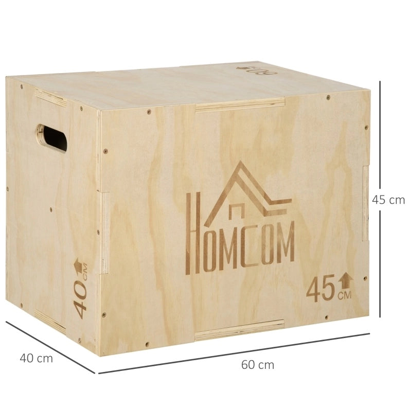 Plyo box ULEVR in legno di faggio 45x40x60 cm, piattaforma pliometrica reversibile con 3 altezze e maniglie