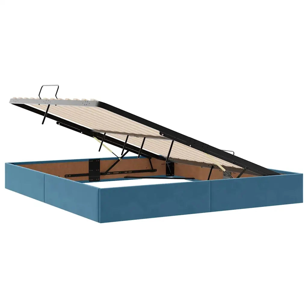 Letto con Contenitore Blu Scuro 160 x 200 cm Velluto