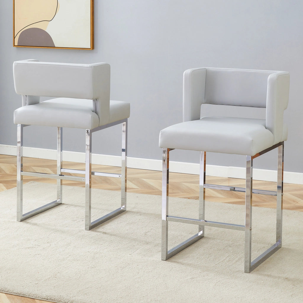 2 Set di sedie Nordic Windbar grigio chiaro - Zephmum- Design quadrato moderno, gambe in metallo argentato, comodo e leggero