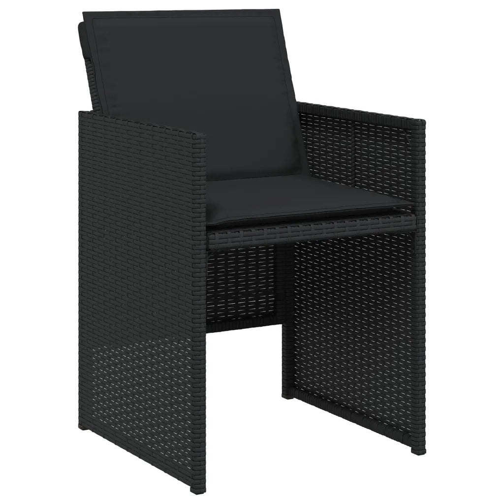 Set da Pranzo da Giardino 13pz con Cuscini Nero in Polyrattan 3277710