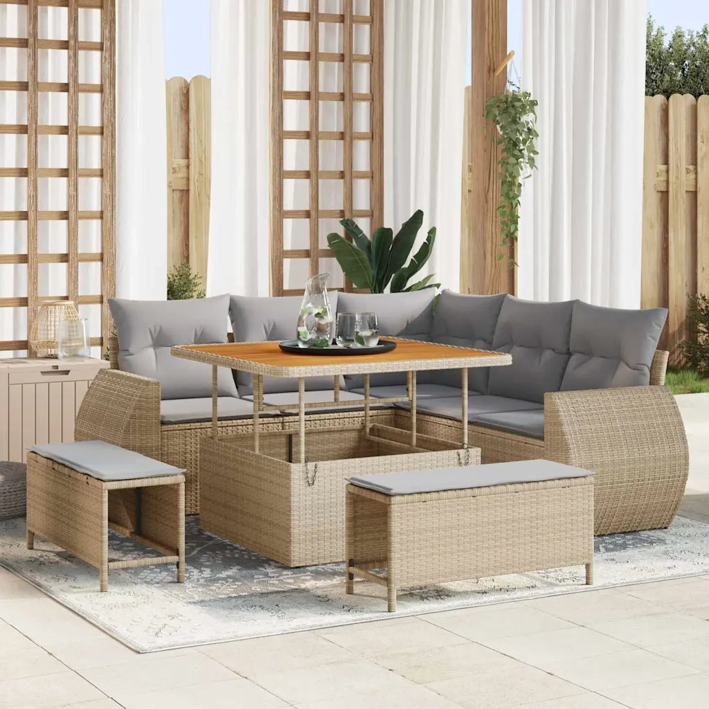 Set Divano da Giardino con cuscino 8 pcs beige e grigio chiaro 3363817
