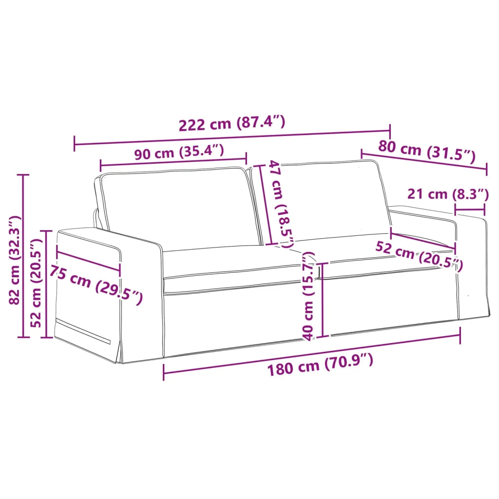 Set di divani 2 pcs Grigio chiaro 222 x 80 x 82 cm Tessuto 3407588