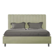 Letto matrimoniale francese con rete imbottito 140x190 microfibra tè verde Agueda