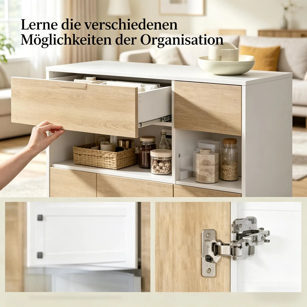 Ampio mobile per ingresso, credenza e armadio portaoggetti, sideboard da cucina