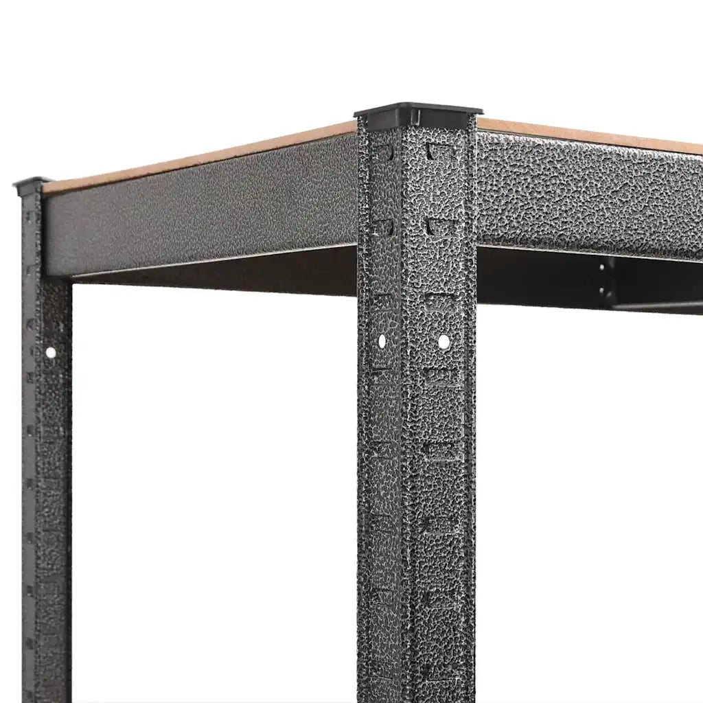 Scaffale Angolare Resistente 5 Ripiani Grigio Acciaio e Legno 152881