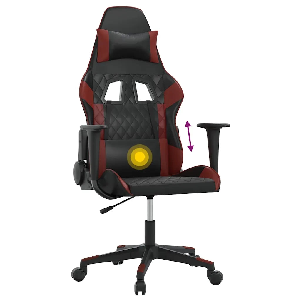 Sedia Gaming Massaggio Nero e Rosso Vino in Similpelle 345518