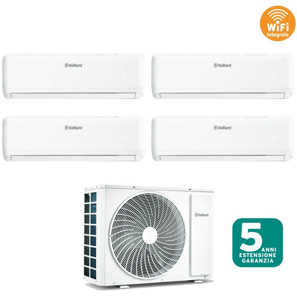 Climatizzatore Condizionatore Vaillant Quadri Split Inverter serie CLIMAVAIR PRO 7+7+7+9 con VAM1-080A4NO R-32 Wi-Fi Integrato 7000+7000+7000+9000