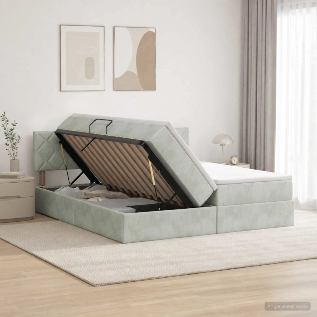 Letto con contenitore LED e materasso Grigio Chiaro 3459402