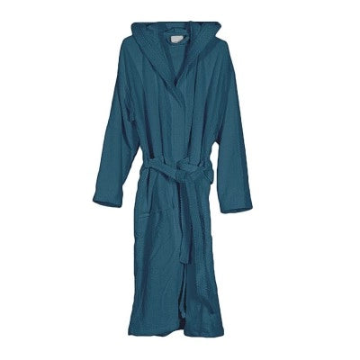 Accappatoio turchese 100% cotone taglia S con tasche cappuccio e cintura