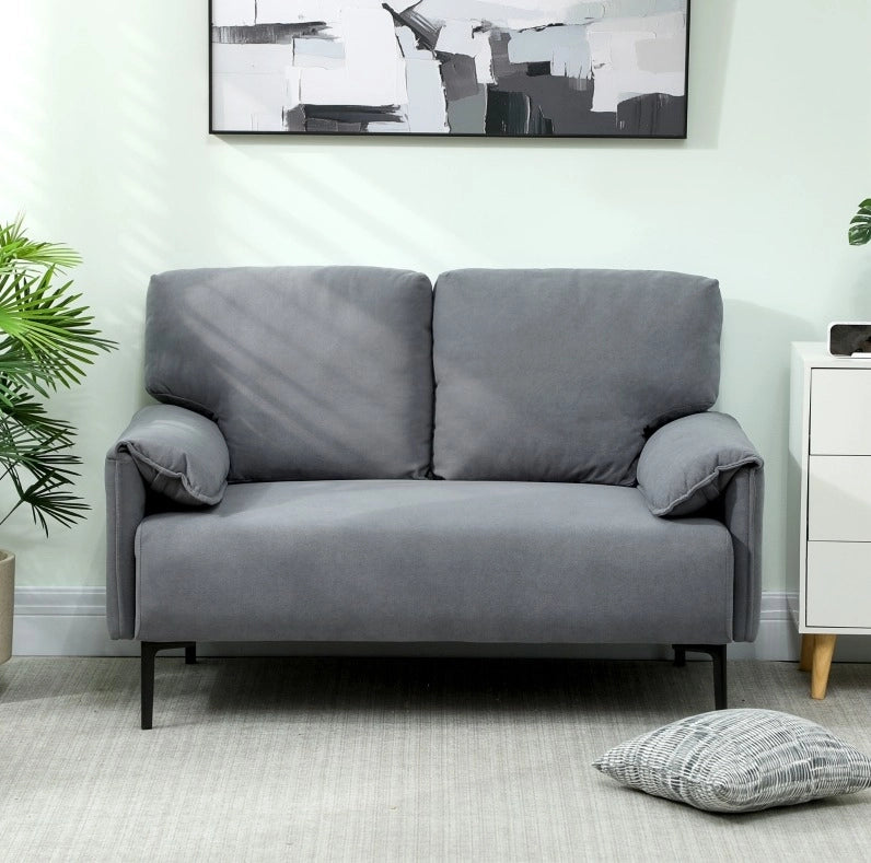DIVANO 2 posti 127 cm Grigio con 2 cuscini schienale