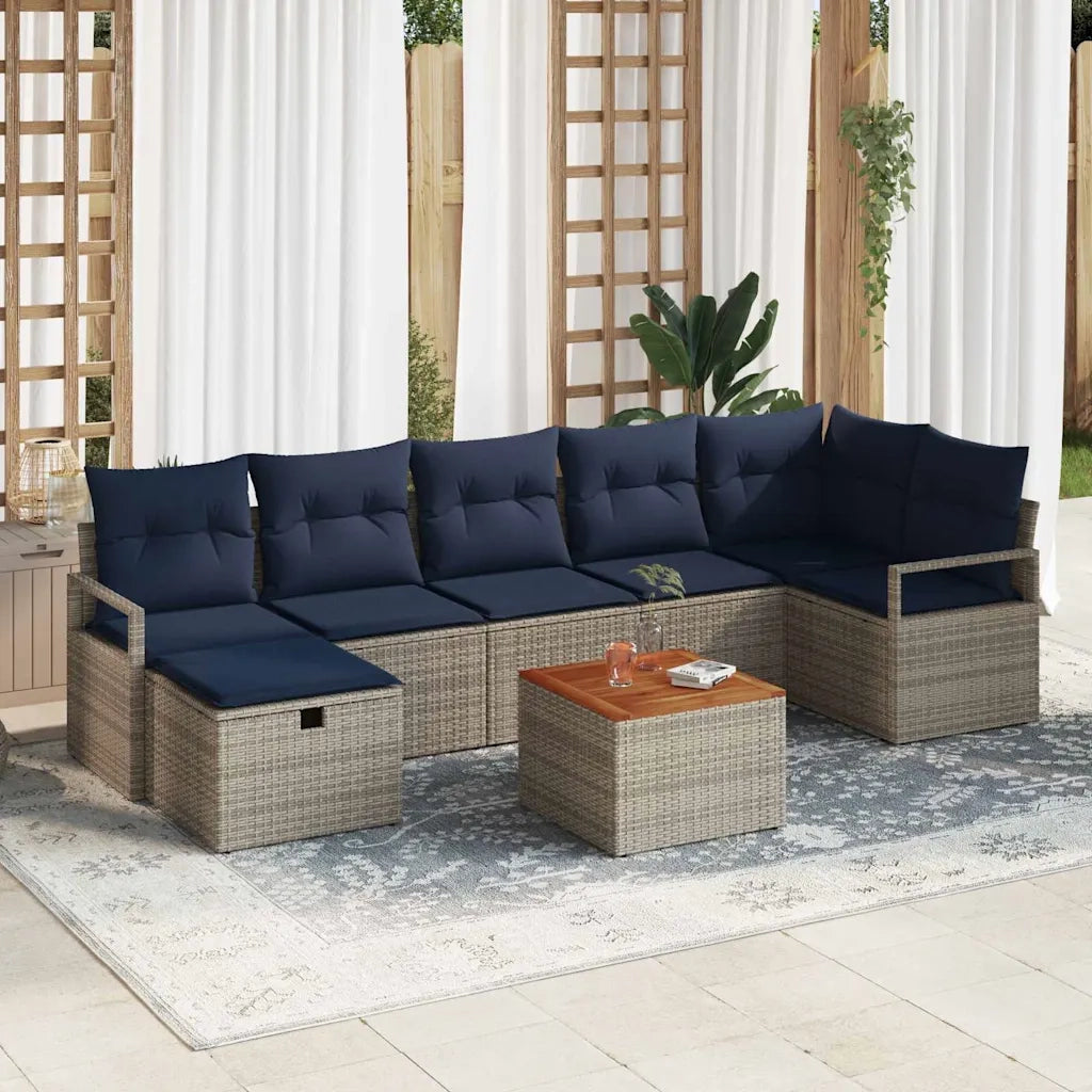 Set Divano da Giardino con cuscino 8 pcs Grigio polyrattan 3359549