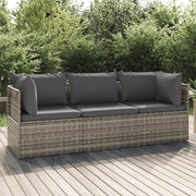 Set Divani da Giardino 3 pz con Cuscini in Polyrattan Grigio 318679