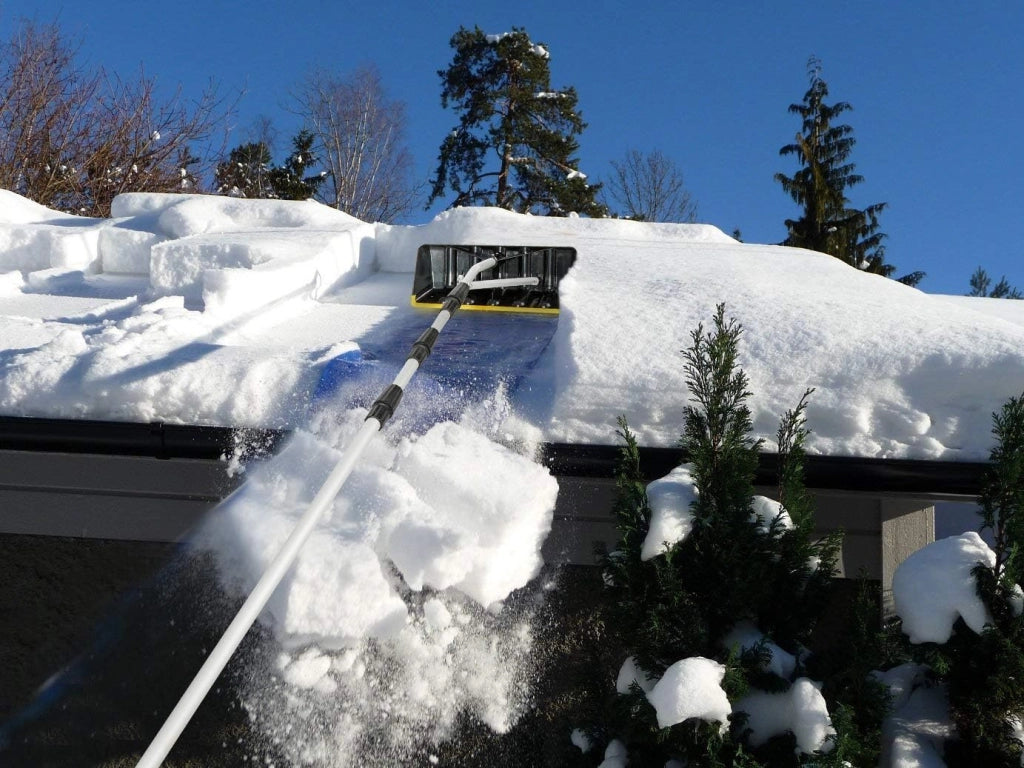 Rastrello da Neve in Alluminio, Tetto Neve Pala con Regolabile telescopico Maniglia 200 - 630 cm, con Lama Maggiorata da 39 cm, Manico Antiscivolo in TPR