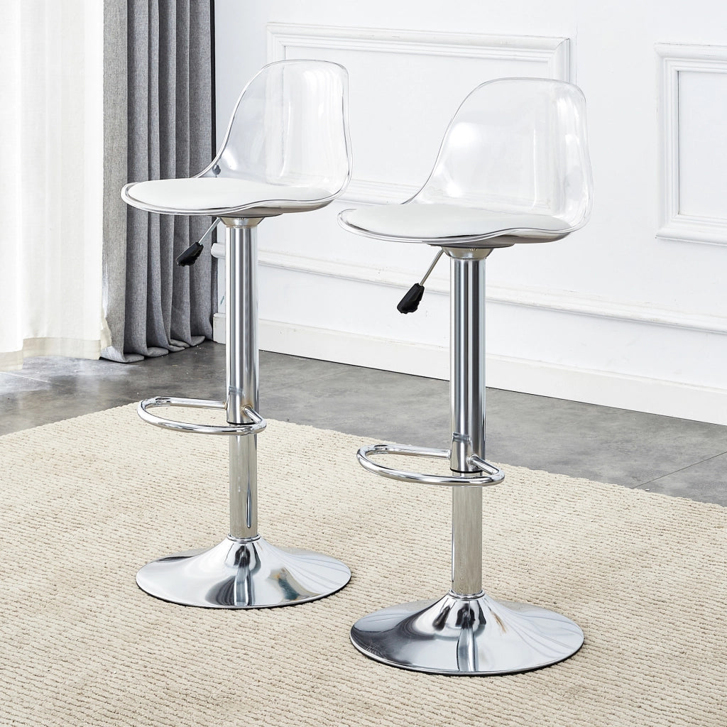 2-Pack sedie a barra regolabili - Zephmum- Schienale trasparente gambe in metallo argento, regolabili in altezza 82-104 cm