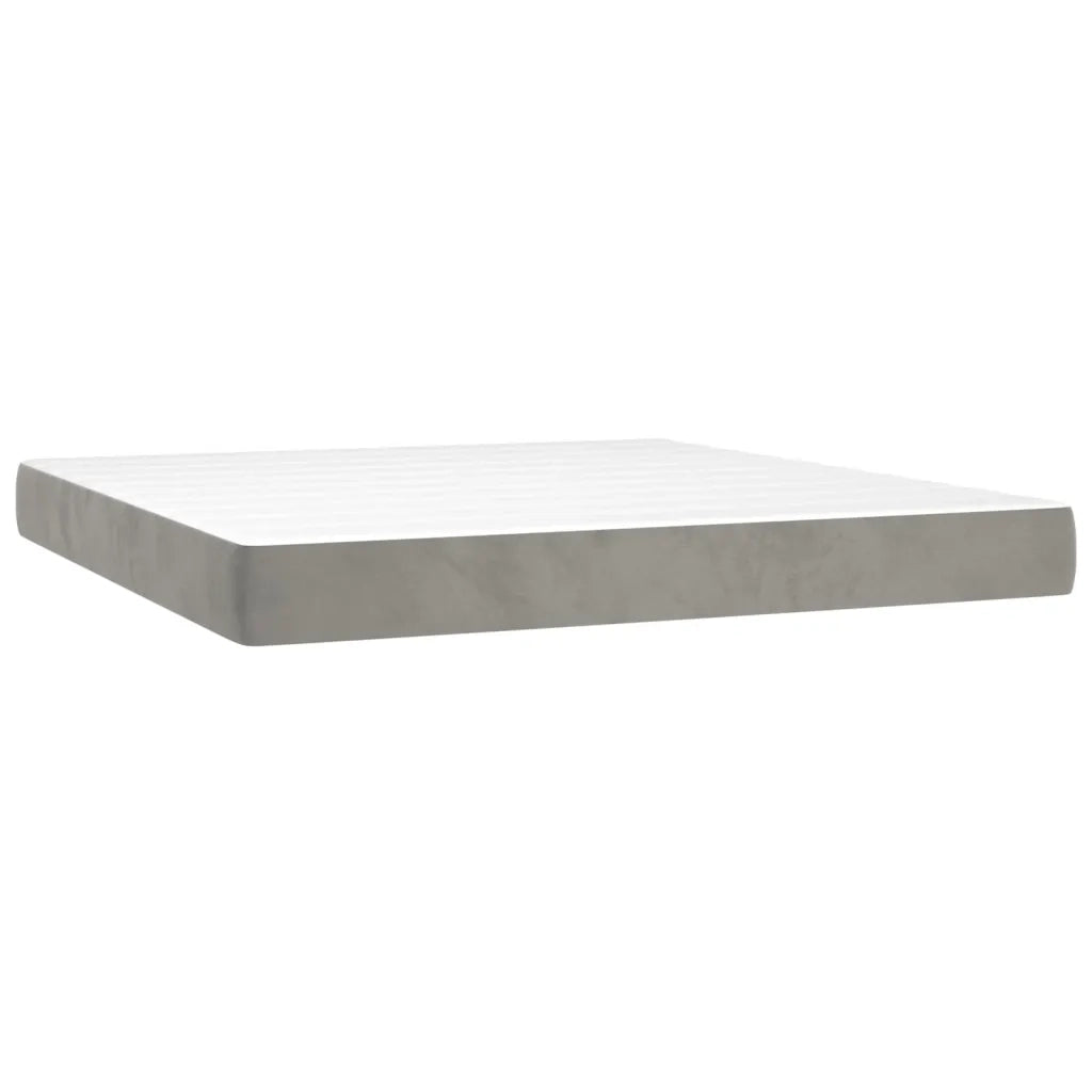 Letto a Molle Materasso e LED Grigio Chiaro 160x200 cm Velluto 3139751