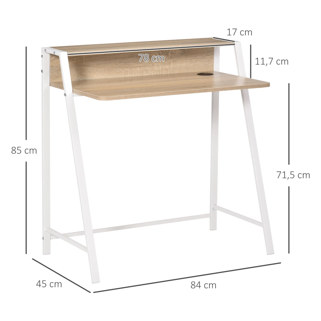 SCRIVANIA Moderna con passacavi 84x45x85 cm Bianco MDF e metallo