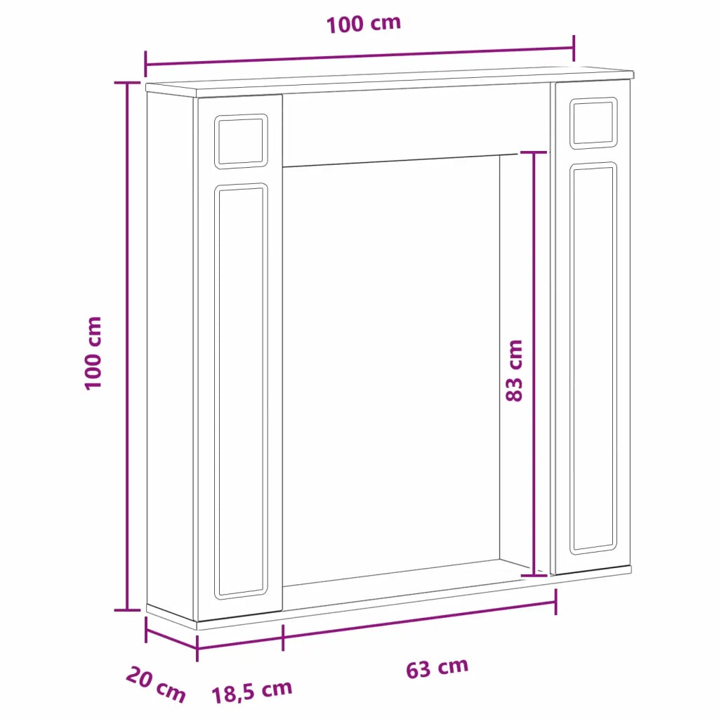 Cornice per camino Bianco Lucido 100 x 20 x 100 cm 8006619
