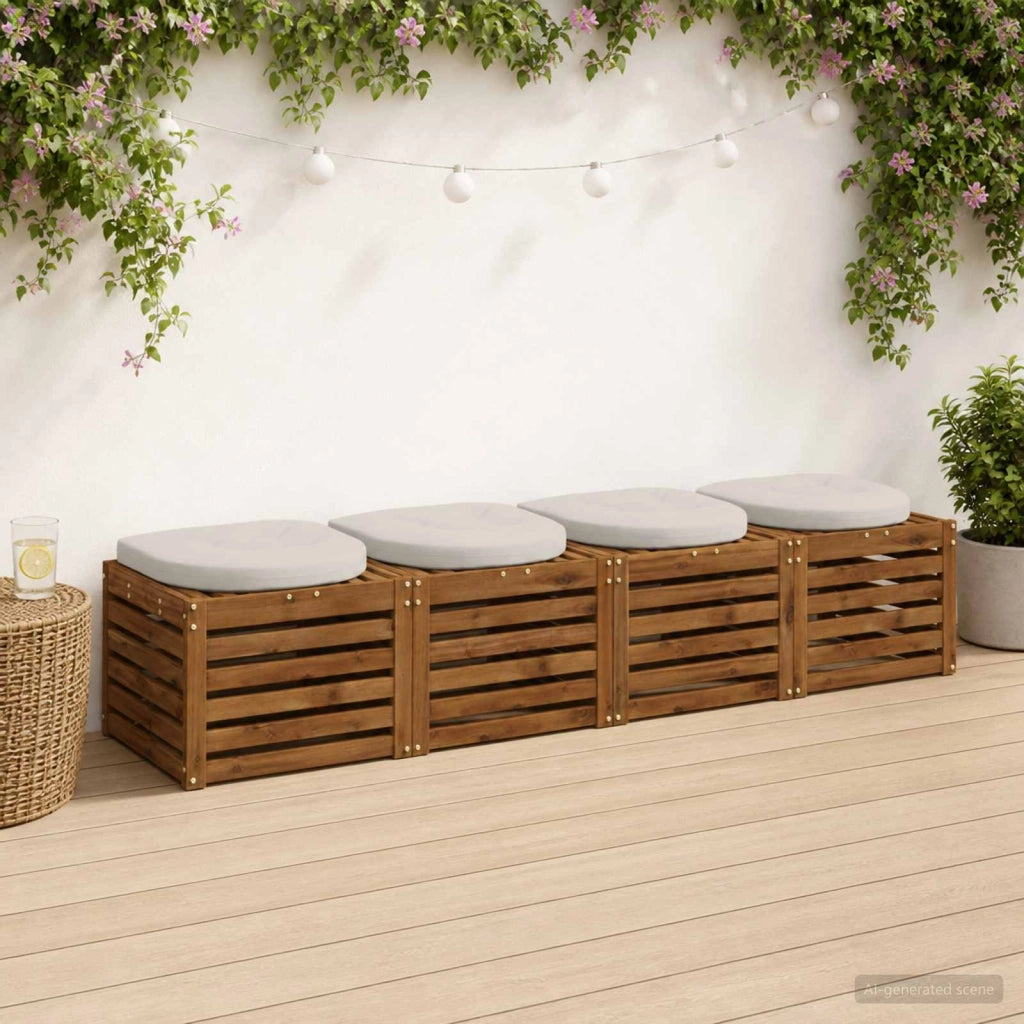 Cuscini per Sedia in 4 Pezzi 4 pz 100% Poliestere Bianco 945284