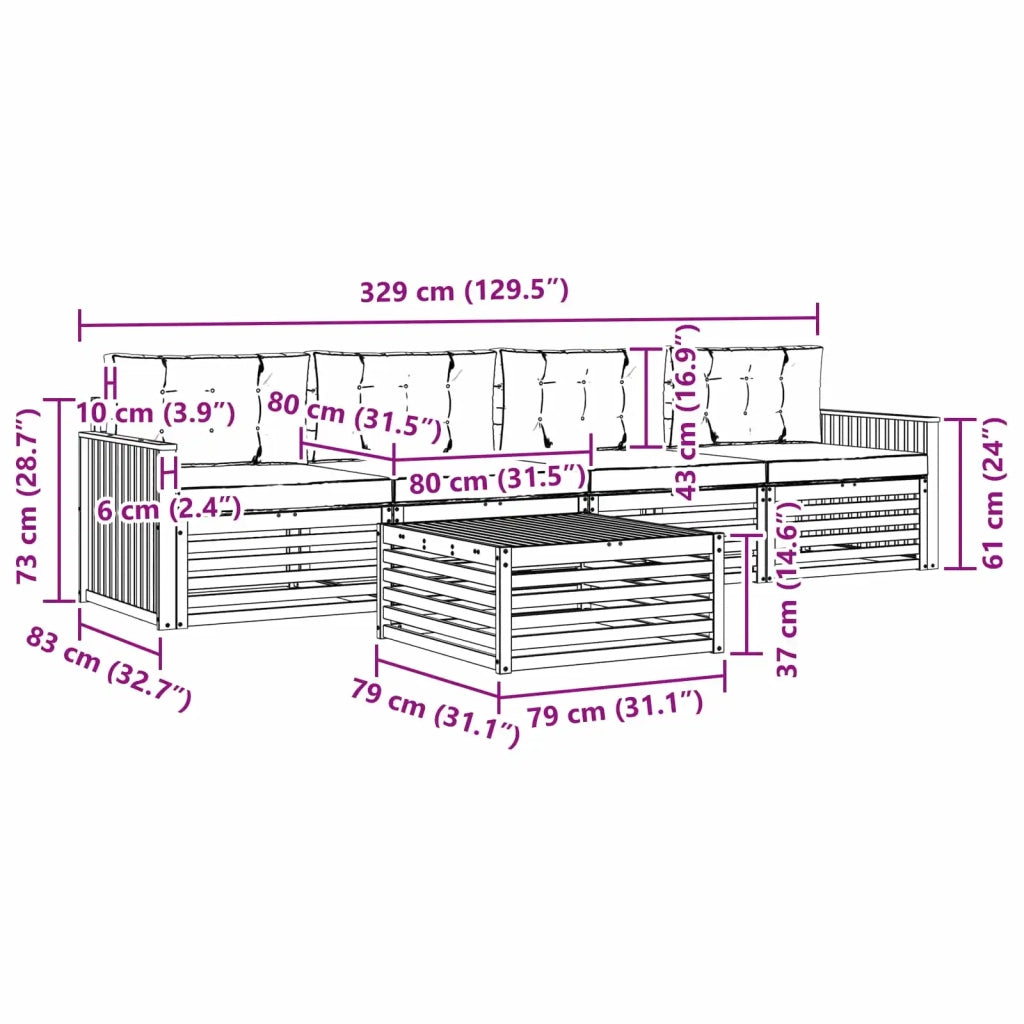 Set di divani da esterno 5 pz Bianco e Crema 3390000